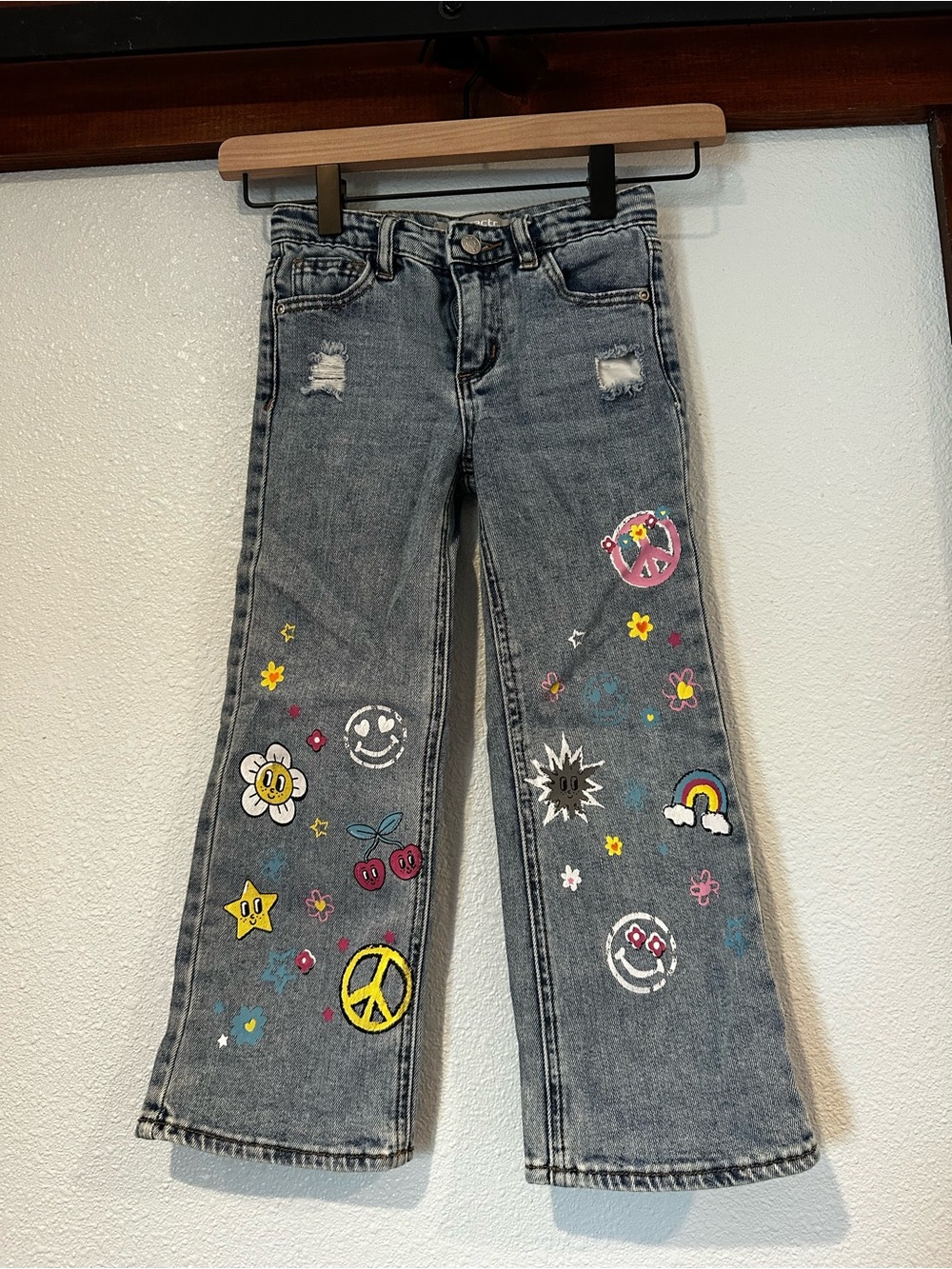 Tractr Printed Design Wide-Leg Jeans Size 5 Girls